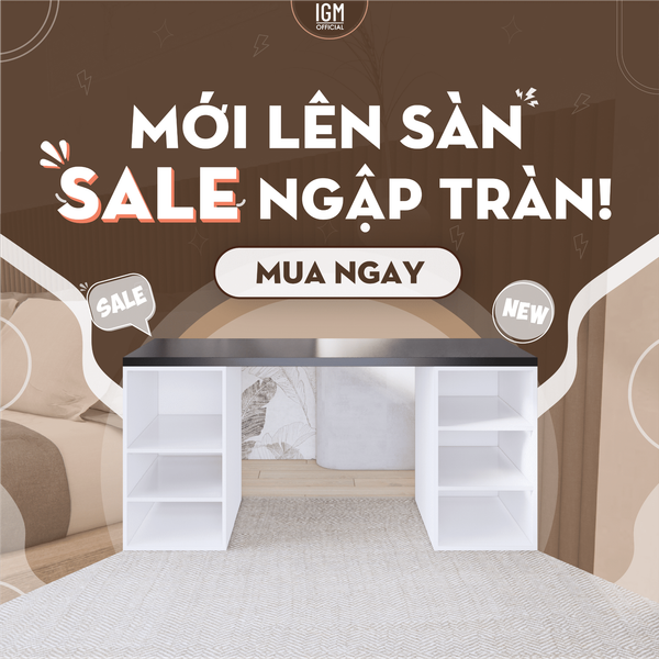 Bàn ngang 2 hộc tủ có ngăn để đồ (không cánh, không ngăn kéo).