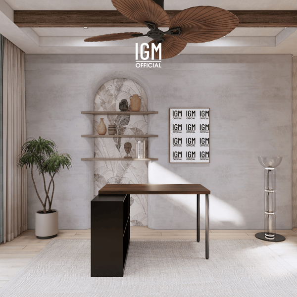 Bàn làm việc ngang mix kệ tổ ong.