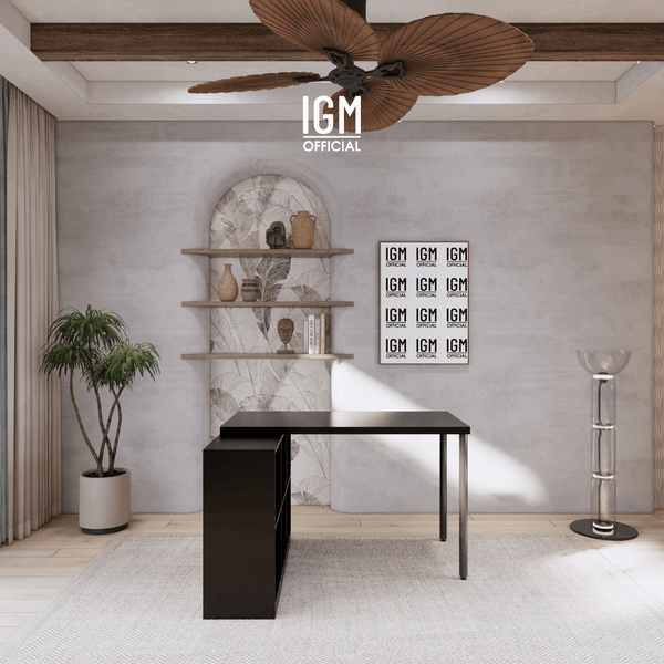 Bàn làm việc ngang mix kệ tổ ong.
