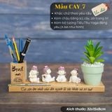  Kệ bút kèm chậu cây và tượng chú tiểu trang trí bàn làm việc 