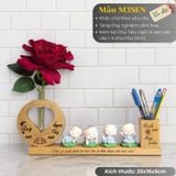  Kệ bút cắm hoa và bộ chú tiểu ngồi Lá Sen mẫu M3SEN 