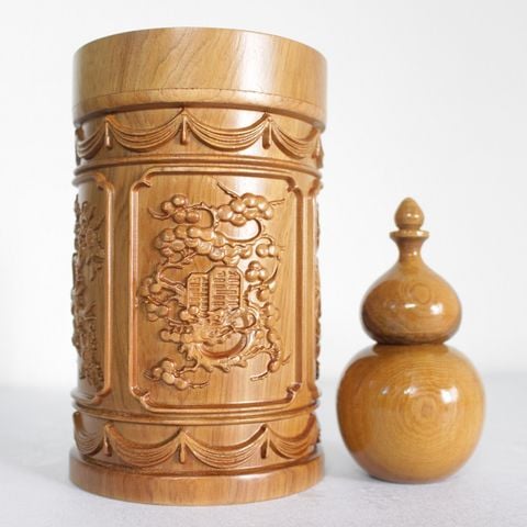  Hộp trà và lọ tăm gỗ Bách Xanh 