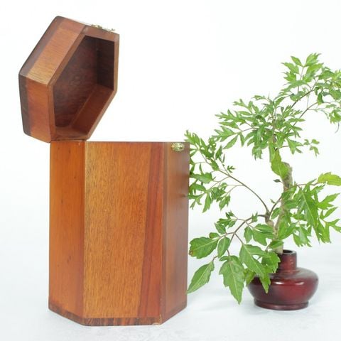  Hộp trà lục giác gỗ Hương 
