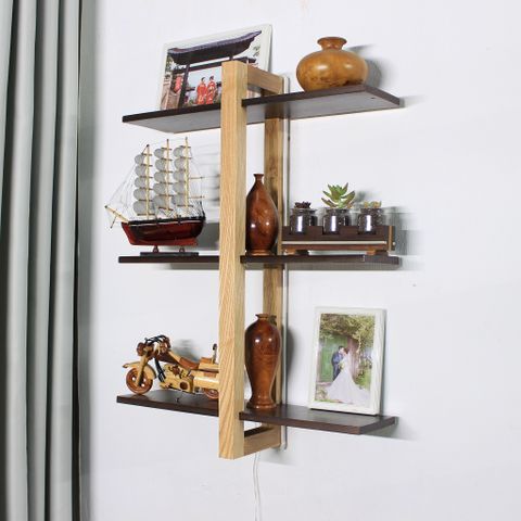  Kệ treo tường gỗ Sồi khung Dọc mix Vàng Nâu 