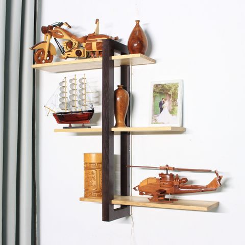  Kệ treo tường gỗ Sồi khung Dọc mix Nâu Vàng 