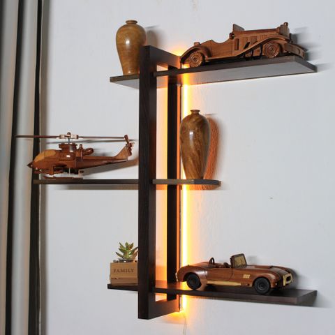  Kệ treo tường gỗ Sồi khung Dọc nâu Óc Chó 