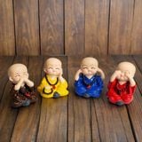  Bộ tượng Tứ Không đeo tràng hạt trang trí xe ô tô mẫu B2 