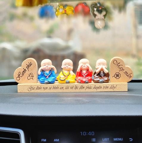  Bộ tượng Tứ Không đeo tràng hạt trang trí xe ô tô mẫu B2 