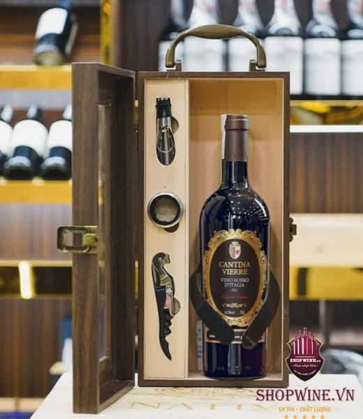 Hộp Rượu Vang 1 Chai + Rượu Vang Cantina Vierre Vino Rosso D’italia 