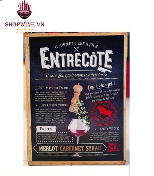  Rượu Vang Bịch Entrecote 3L 