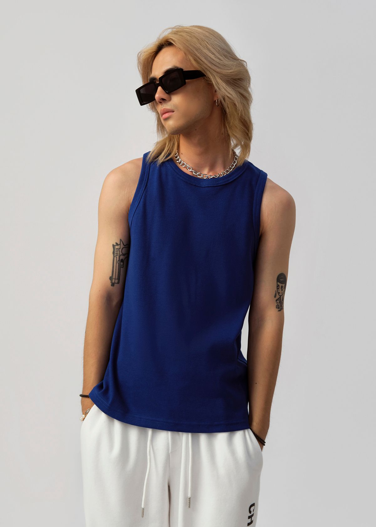 Ribbed Tank Top Blue CHAPTER V