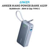  Pin Dự Phòng Anker Nano 10000mAh 30W USB-C Tích Hợp Cáp A1259 Cao Cấp Chính Hãng 
