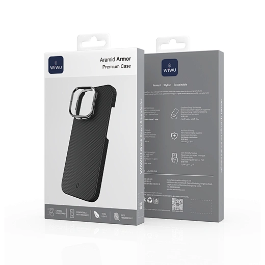  Ốp Lưng Wiwu Aramid Armor DCC-208 Sợi Aramid Siêu Bền Khung Camera Bảo Vệ Kiêm Giá Đỡ Tiện Lợi Cao Cấp Chính Hãng cho iP 16 Pro Max 