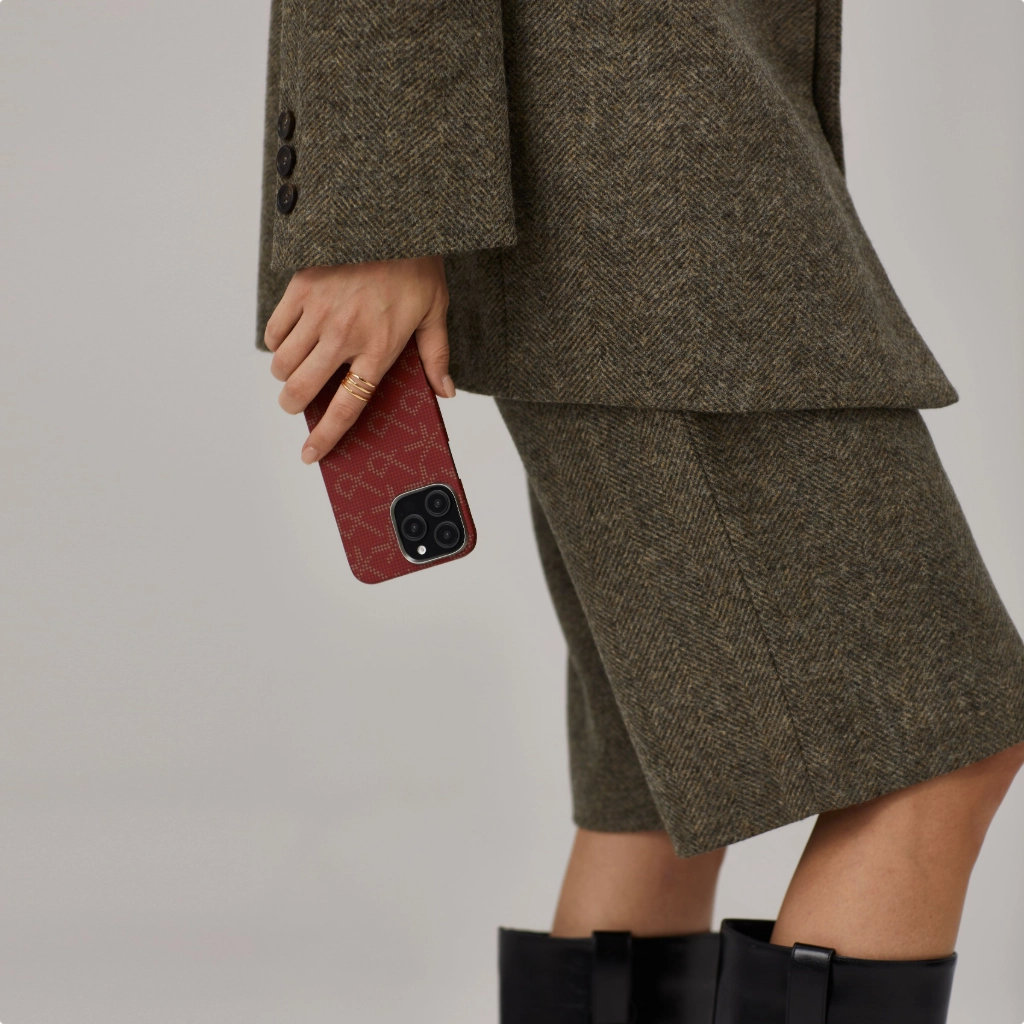 Ốp lưng PITAKA Monogram Gold/Red hở viền) chính hãng cho iPhone