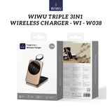  Dock Sạc Không Dây 3in1 WiWU Wi-W038 Gập Gọn Từ Tính - Sạc Cùng Lúc 3 Thiết Bị Công Suất 15W cho iPhone/ AW/ Tai Nghe 