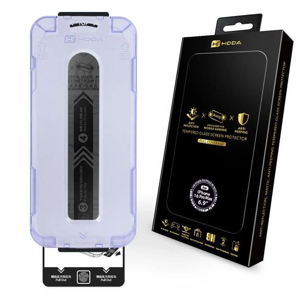 Cường Lực Hoda 3in1 Chống Vân Tay x Chống Nhìn Trộm x Chống Chói 2.5D Có Khung Dán Chính Hãng cho iPhone 
