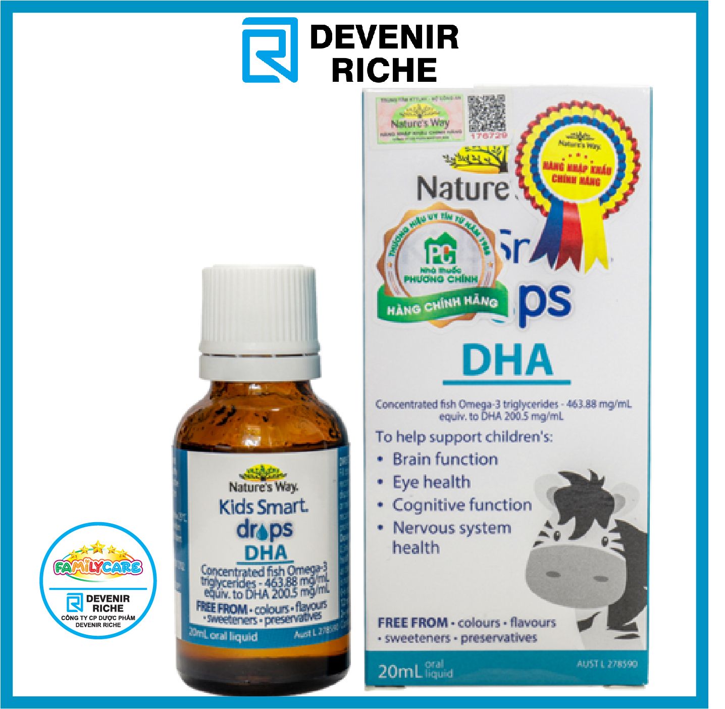 Kids Smart Drops DHA Nature's Way Tăng chỉ số IQ, giúp trẻ thông min