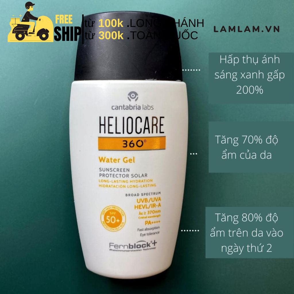 Heliocare 360° Water Gel SPF50+ 50ml + Chấm Mụn Derladie