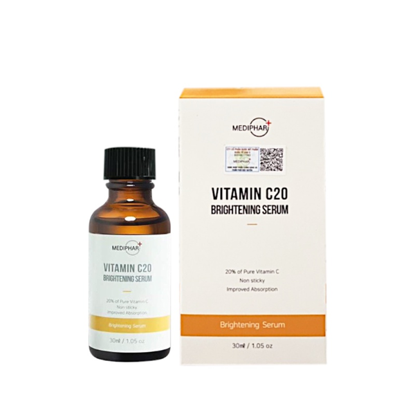 Serum Hỗ Trợ Trắng, Sáng Da Vitamin C20 Brightening Mediphar 30ml