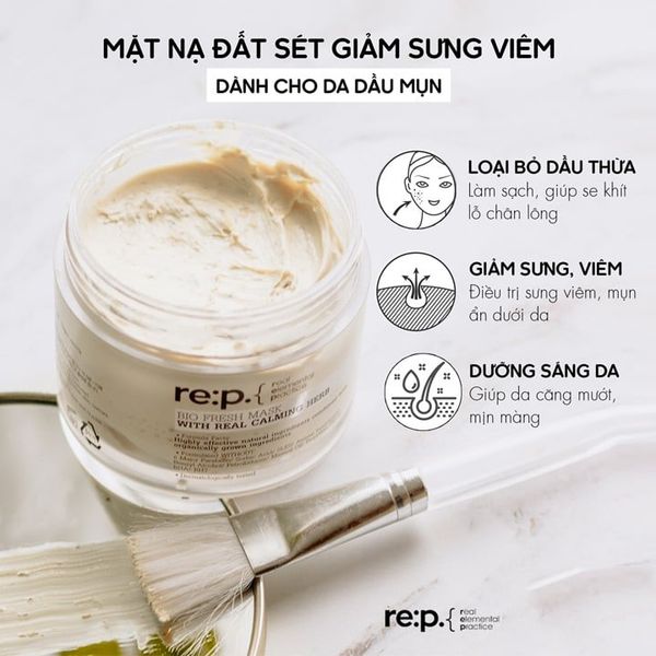 Rep Mặt Nạ Đất Sét Hoa Cúc 130g+ BỘ CỌ