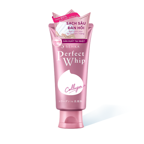 Sữa rửa mặt Senka Perfect Whip Collagen 120g (hồng)