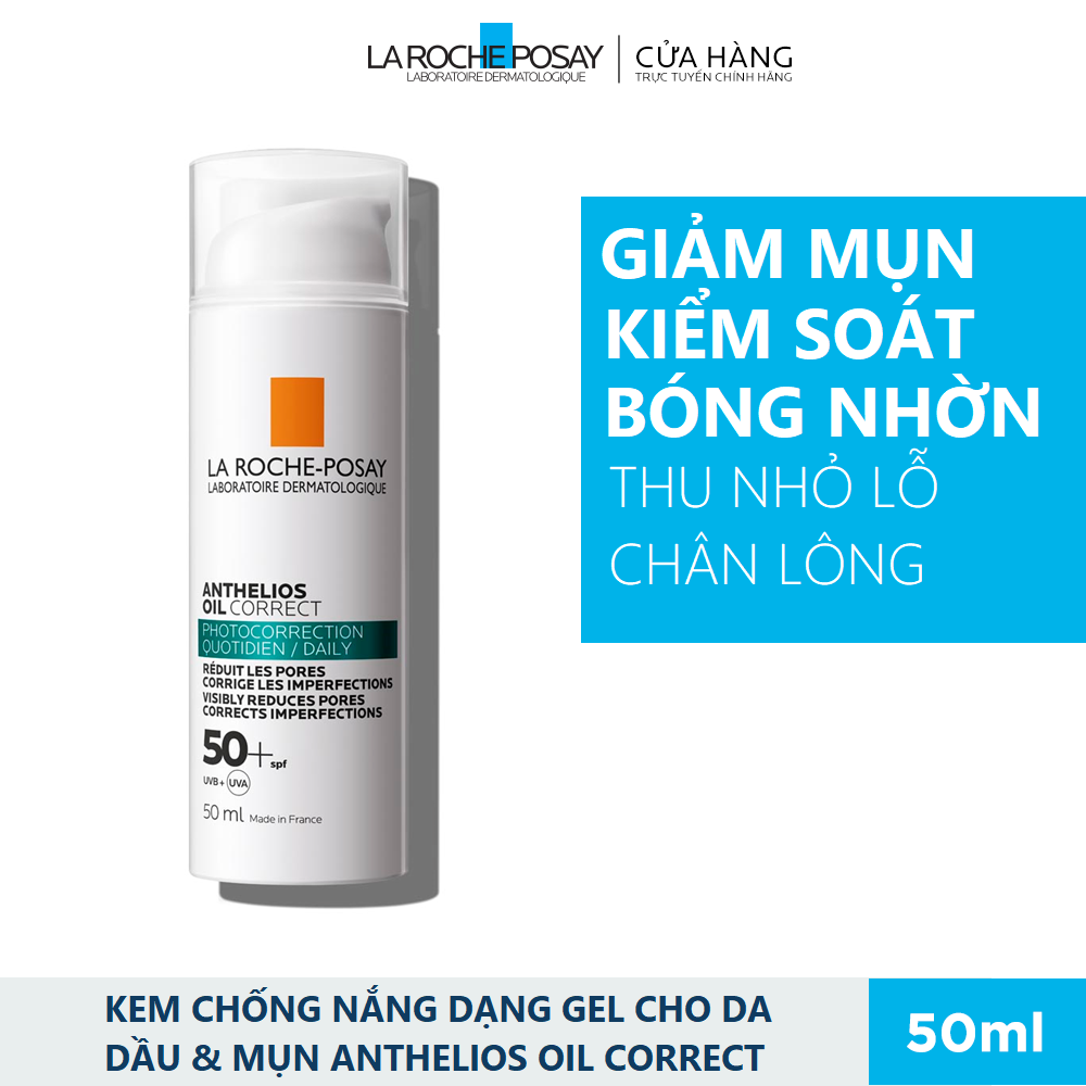 Kem Chống Nắng Dạng Gel Giúp Giảm Mụn, Kiểm Soát Nhờn La Roche-Posay Anthelios Oil Correct SPF50+ 50ml