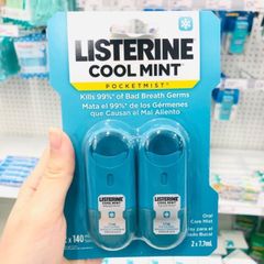 Xịt thơm miệng Đã Banh Nóc Listerine Cool Mint Pocketmist Set x2 chai 7.7ml