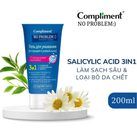 Gel rửa mặt Compliment No Problem Salicylic Acid 3in1 200ml