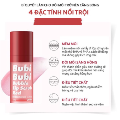 Bubi Bubi TTBC Môi Bubble Lip Scrub Red Sủi Bọt 10ml