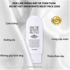 Kem Ủ Trắng Da Dành Cho Mặt Và Cơ Thể Secret Key Snow White Milky Pack 200g