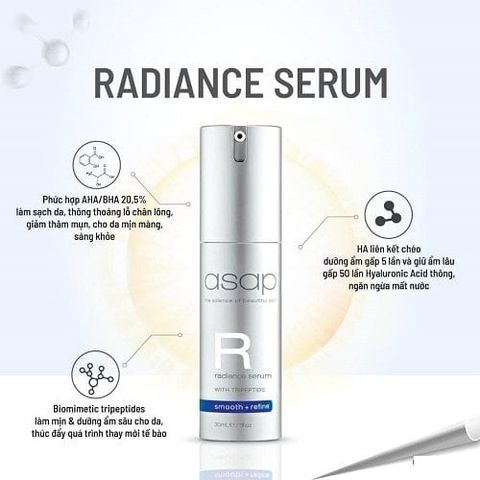 Tinh chất trẻ hóa, làm sáng da ASAP R RADIANCE SERUM WITH TRIPEPTIDE 30ML