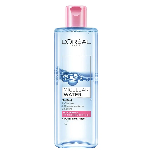 Tẩy Trang Loreal 3 In 1 Micellar Water - 400ml Moisturzing ( hồng)