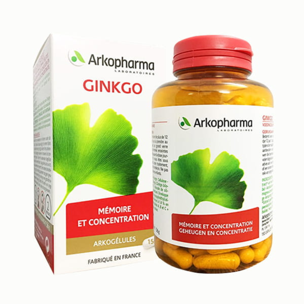 Thực phẩm chức năng Viên uống bổ não, tăng cường trí nhớ Ginkgo Arkopharma 150v