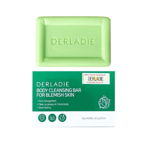 Xà Phòng Giảm Mụn Cơ Thể Derladie Body Cleansing Bar For Blemish Skin + BÔNG TẮM