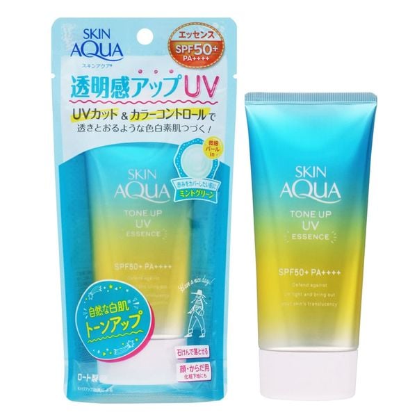 Kem chống nắng nâng tông Skin Aqua Tone Up UV Essence Mint Green SPF50+/PA++++ (xanh lá) 80g