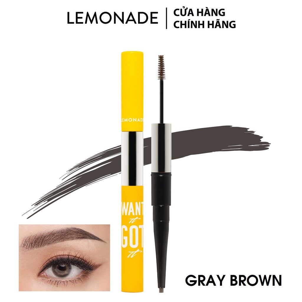 Chì Kẻ Mày Lemonade 2 Đầu Màu Nâu Sáng 2g + 2ml