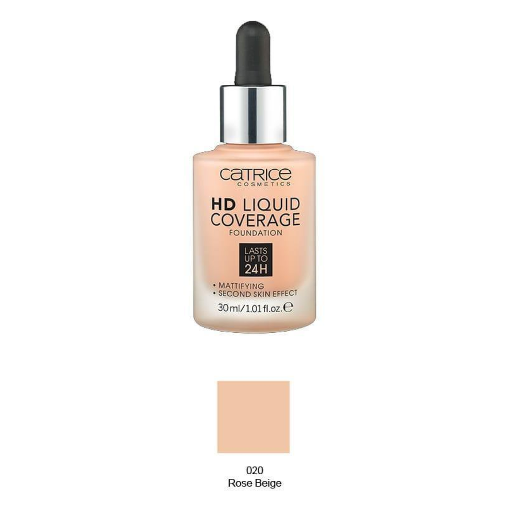 Kem nền kiềm dầu Catrice HD Liquid Coverage Foundation Tone 20 Rose Beige 30ml