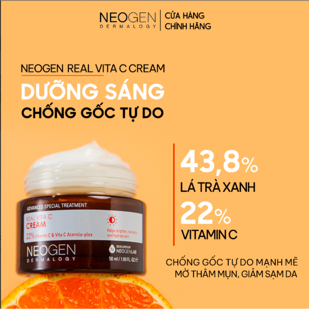 Kem Dưỡng Làm Sáng Xoá Thâm Dưỡng Trắng Vitamin C Neogen Dermalogy Real Vita C Cream