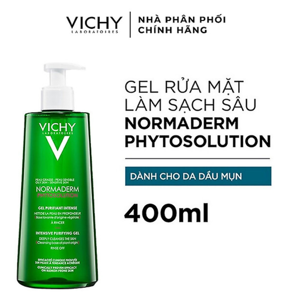 Sữa Rửa Mặt Vichy Normaderm Phytosolution Sạch Sâu Cho Da Nhờn, Mụn Dạng Gel 400ml