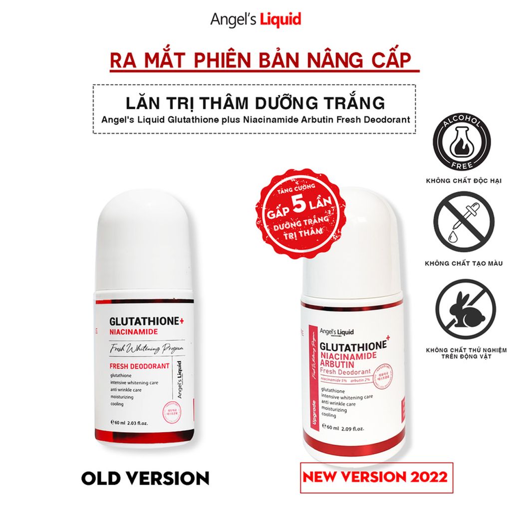 Lăn Khử Mùi Dưỡng Trắng Giảm Thâm Angel's Liquid Glutathione + Niacinamide Arbutin Fresh Deodorant