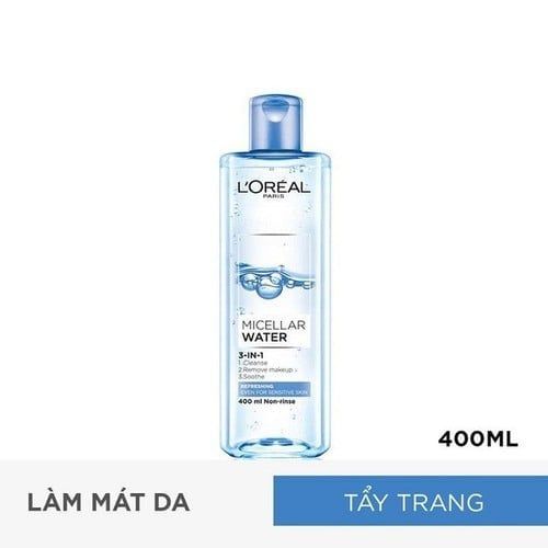 Tẩy Trang Loreal 3 In 1 Micellar Water - 400ml Refreshing ( Xanh Dương nhạt)