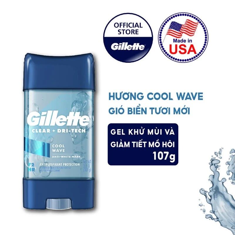 Lăn khử mùi cho nam Gillete Clear Gel Cool Wave 107g