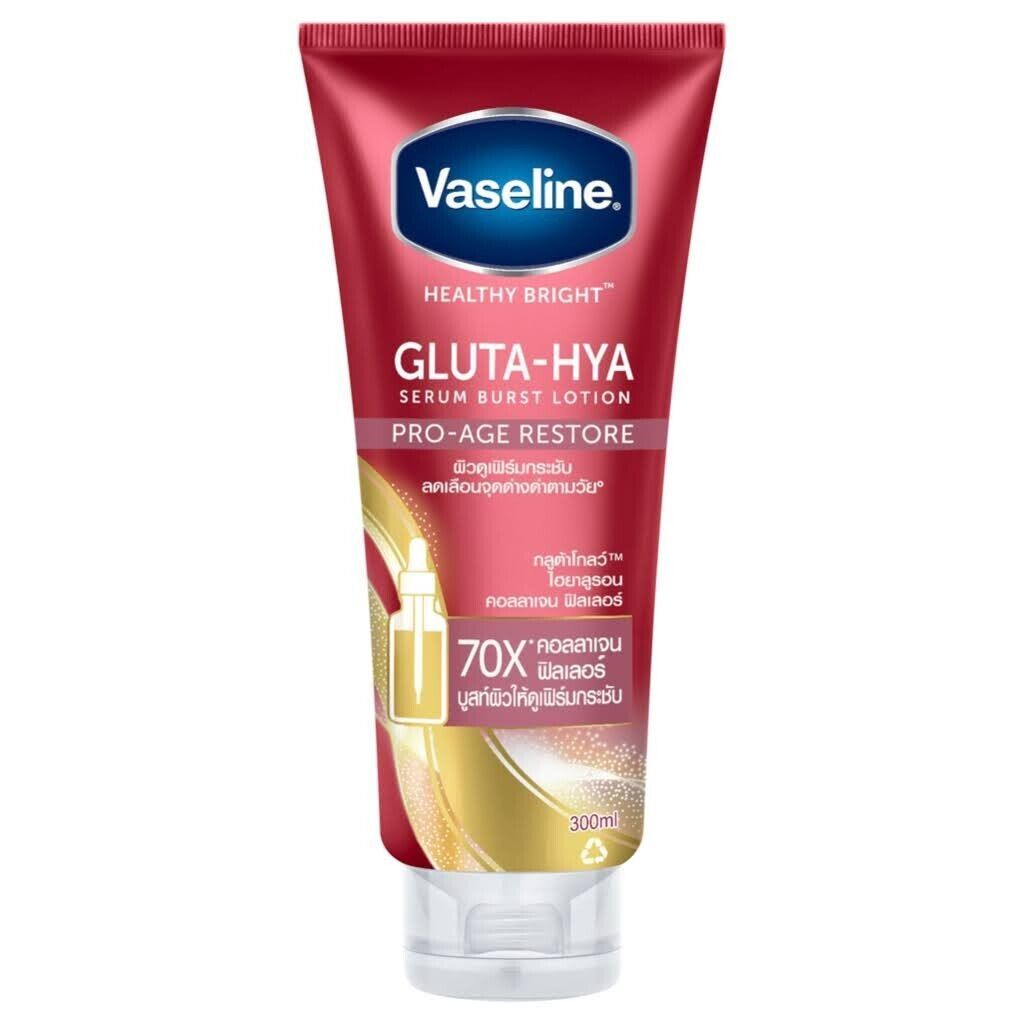 Dưỡng Thể Vaseline Healthy Bright Gluta-Hya Serum Burst Lotion Pro-Age Restore 300ml 220K SALE 129K