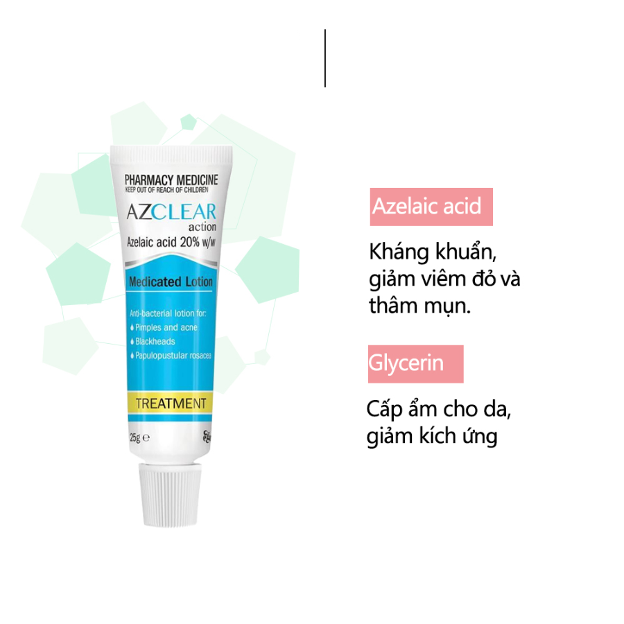 Kem Trị Mụn Azclear Action Medicated Treatment Lotion Azelaic Acid 20% 25g