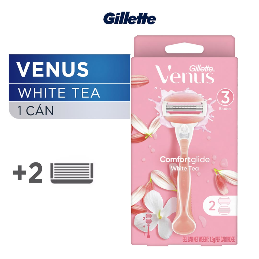 Dao Cạo Cho Nữ Gilette Venus Hoa Trà Trắng  (1 Cán + 2 Lưỡi)