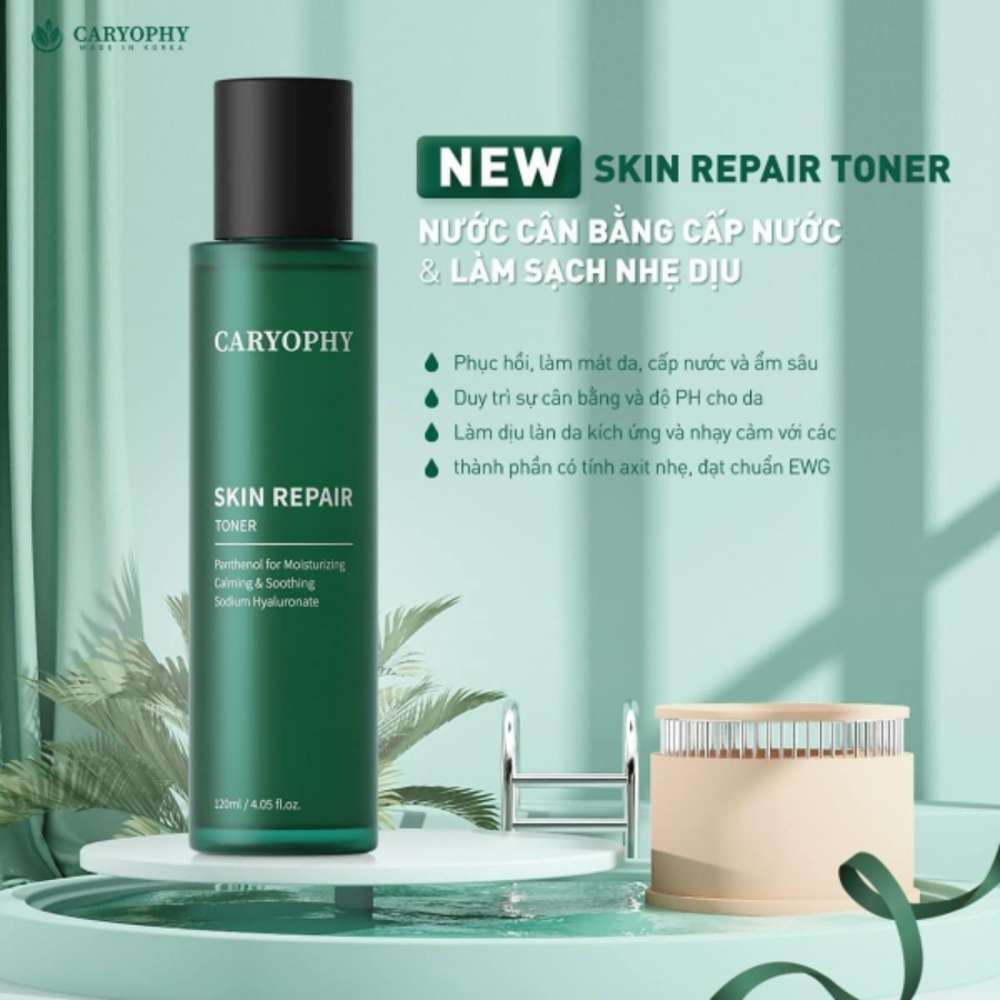 Nước Cân Bằng Cấp Nước Và Làm Dịu Da Caryophy Skin Repair Toner 120ml + Bình Nước