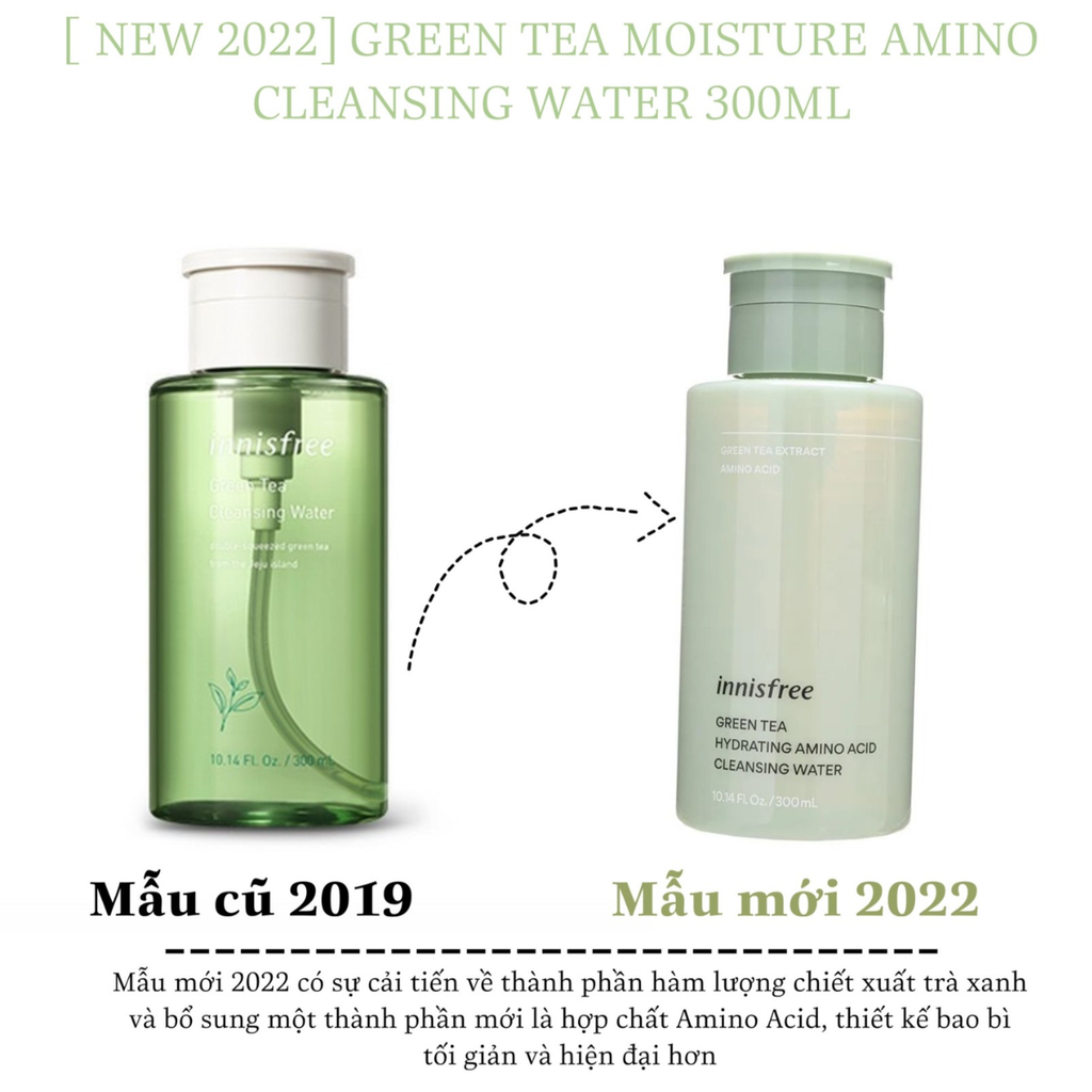 Nước Tẩy Trang Innisfree Green Tea Hydrating Amino Acid Cleansing Water 300ml (Mẫu Mới)