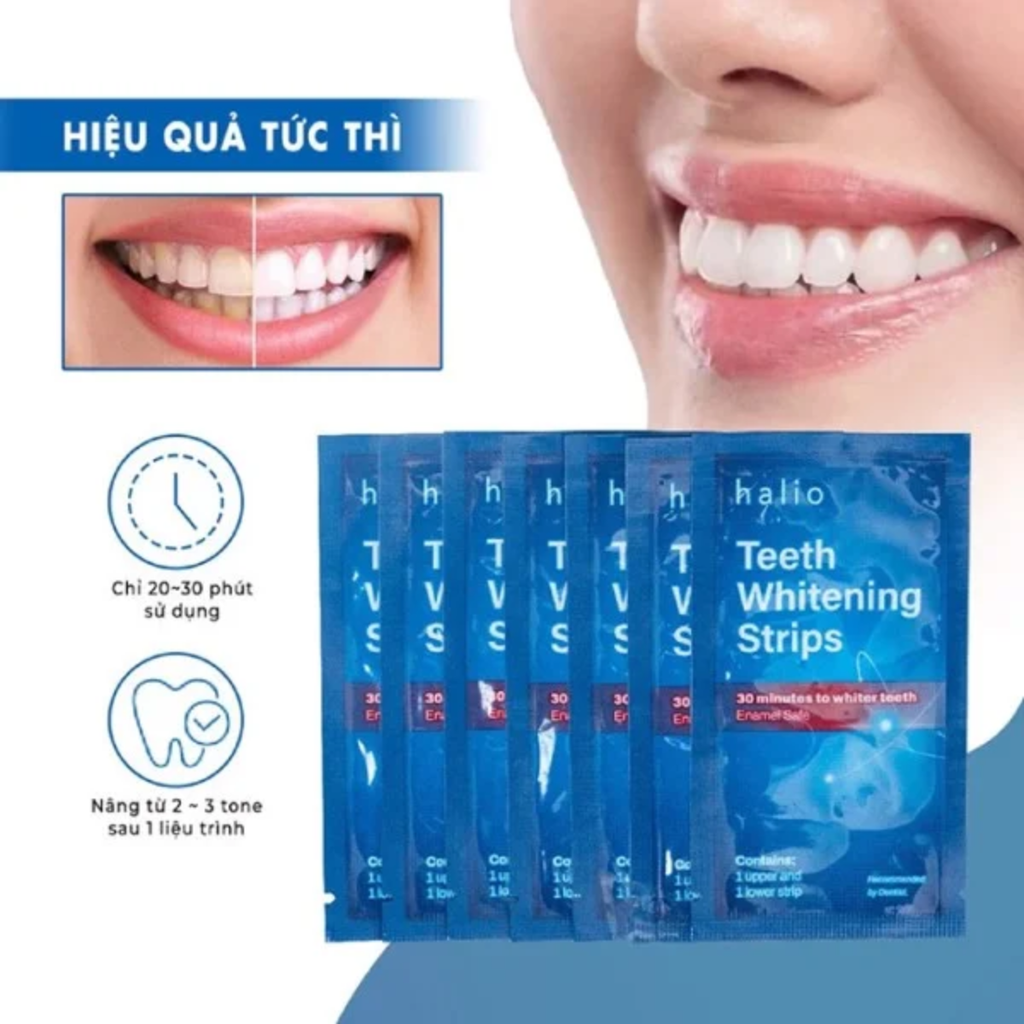 Miếng Dán Trắng Răng Halio White Teeth Whitening Strip