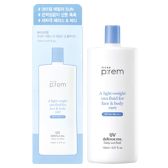 Kem Chống Nắng Dạng Lai Làm Dịu Và Bảo Vệ Da Trước Tác Hại Của Tia UV, SPF 50+ PA++++ MAKE P:REM UV defense me. Daily sun fluid 150ml/tuýp