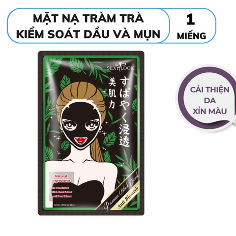 Mặt Nạ Sexylook Tea Tree Anti Blemish Black Facial Mask Tràm Trà Kiểm Soát Dầu & Mụn 28ml